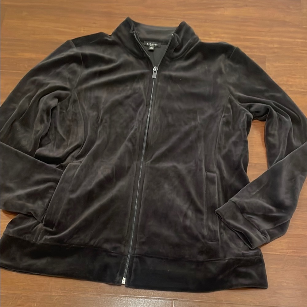 Talbots  Black Lightweight Velour zipper Jacket